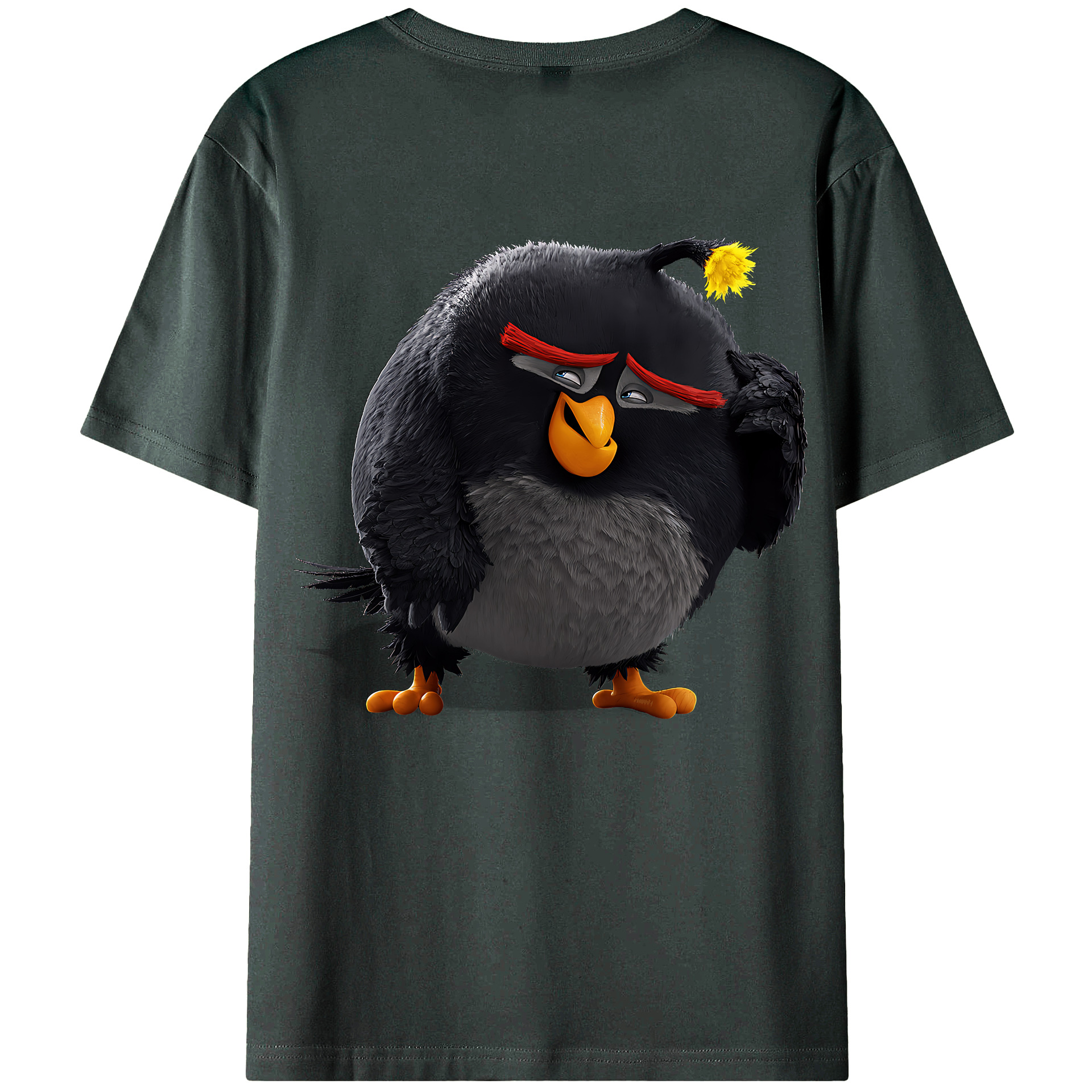 （画像用） Angry Birds アングリーバード 綿100％ メンズ半袖Tシャツ（バックプリント） 通気性